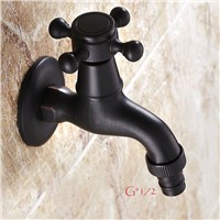 Bibcock  Oil Rubbed Bronze   Long Laundry Bathroom &amp; Kitchen in wall Sink Basin Faucet  Mop Pool Single Cold Tap