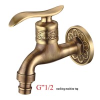 Wholesale And Retail Antique Brass Cross Handle Washing Machine Faucet Wall Mounted mop  Pool Sink Tap
