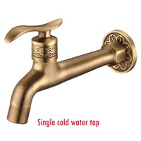Long Antique brass decorative garden faucets single cold bibcock washing machine tap