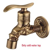 2015 hot sale Long garden use Bibcock faucet tap crane Antique Brass Finish Bathroom Wall Mount Washing Machine Water Faucet