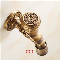Dragon carved Bibcock faucet tap crane Antique Brass Finish Bathroom Wall Mount Washing Machine Water Faucet Taps