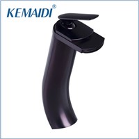 KEMAIDI Waterfall Oil Rubbed Bronze Bathroom Basin Single Handle Deck Mounted Sink Vessel Banheiro Torneira Mixer Tap Faucet