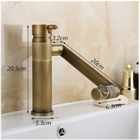 Antique brass crane bathroom faucet Europe antique basin mixer bathroom 360 degree ronating lucky cat tap hot and cold mixer