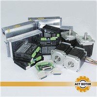 ACT Motor 4Axis CNC Nema34 Stepper Motor 34HS1456 Single Shaft 4Lead 1232oz 118mm 5.6A+Driver DM860 80V 7.8A Mill Cut Grind