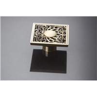 e-pak HELLO Antique Brass Art Carved Brass Shower Waste Drain 5409 Odor-resistant Flower Carved Waste Grate With Strainer Cover