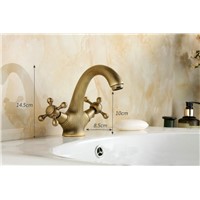 Wholesale High Quality Bathroom Basin Antique Brass Faucets Double Handle Faucet Crane Mixer Tap AF1036