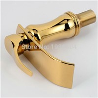 Waterfall Gold Faucet Single Handle Antique Kitchen Basin Mixer Taps Single Hole Sink Faucet G1064