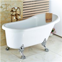 Free Standing Antique Brass Floor Mounted Bathtub Mixer Tap Faucet W/Hand Shower