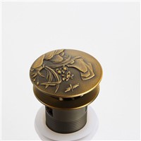 NEW Vintage Style Antique Brass Bathroom Vessel Sink Drain Basin Push Down Pop-Up Drain With Overflow Solid Brass 4310