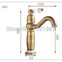 Tall Antique Brass Long Mouth Single Ceramics handle Bathroom Basin sink Mixer Faucet  AF1080