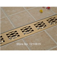 New Arrival Luxury Bathroom Floor Drain Ti-Gold Plate Stainless Steel Shower Strainer Drainer Rectangle 90*10cm