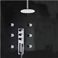 Wholesale And Retail Luxury Round Style Shower Head Faucet Thermostatic Valve Mixer Tap W/ Massage Jets Chrome