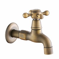 Old vintage antique brass Extra Long Bathroom Wall Mount Washing Machine Faucet Garden Tap