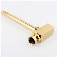 Gold Brass  Pop-up Basin Waste Drain, Basin Mixer P-Trap Waste Pipe Into the wall drainage tube Brass Vessel or Ceramic Sink