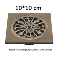 4 inch Antique Copper Art Carved Flower Bathroom Floor Waste Grate Shower Drain anti odor Drainer