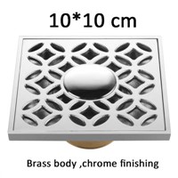 China windows design Square Solid Brass Chrome Bathroom Accessory Floor washer Drains Waste Grate shower drainer 100mm*100mm