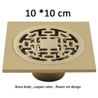 10*10 cm square style  floor drain, kitchen, balcony floor drains,copper floor drainer , toilet floor drain strainer 4 inch