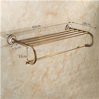 Wholesale and Retail Antique Brass with Porcelain Bathroom Towel Racks Double Towel Rack Wall Mounted Towel Shelf TR1001