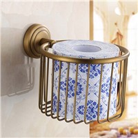 Retro Style Wall Mounted Toilet Paper Holder Roll Towel Bar Holder Antique Brass