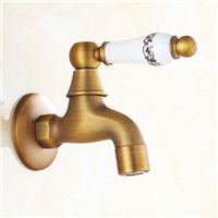 Antique Brass ceramic  Handle Bathroom Laundry Washing Machine Faucet Laundry Outdoor Garden Single Cold mixer Tap