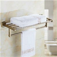Contracted Retro Euro Brass Bathroom Towel Racks Double Towel Rack Wall Mounted Caving Towel Shelf TR1020
