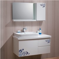 Carving Flowers White Bathroom Vanity For Modern Furnish OP-P1162B
