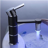 KEMAIDI New Basin Faucet LED Spout Chrome Deck Mounted Tap Mixer Single Lever Bathroom Sink Vessel Brass Vanity Faucet 8416-1