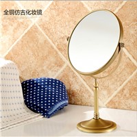 Wholesale And Retail Bathroom Deck Mounted Antique Brass Beauty Makeup Mirror Dual Sides Round Mirror Magnifying Mirror