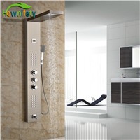 Luxury Brushed Nickle Shower Panel Exposed Bath Tub Shower Set With Handshower Bathroom Thermostatic Shower Faucets