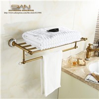 Brass Bathroom Bath Towel Rack Bar Towel Shelf  Antique Brass Pattern Ceramic Chinese Style 3611801
