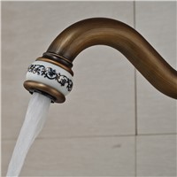 Brass &amp; Ceramic Antique Bathroom Kitchen Basin Faucet  Single Handle Vessel Sink Mixer Taps