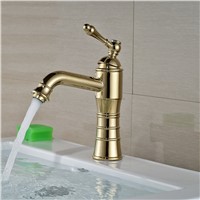 Wholesale And Retail Golden Finish Bathroom Basin Faucet Single Handle Hole Wash Basin Hot &amp;amp;amp; Cold Vanity Sink Mixer Tap