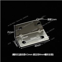 1 Pair 40*20mm Stainless steel angle yards thickening bracket 4 hole rectangular square L-shaped right angle connector bracket