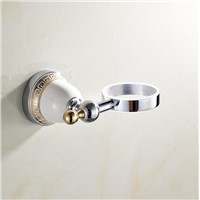 New Modern chrome with ceramic copper toothbrush tumbler holder&amp;amp;amp;cup holder wall mount bath product bathroom accessories