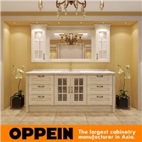 Customized Traditonal Elegant White Wooden Bathroom Cabinet OP15-116A