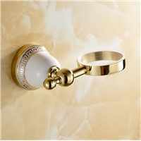 luxury European style Golden with ceramic copper toothbrush tumbler&amp;amp;amp;cup holder wall mount bath bathroom hardware accessoy