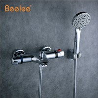 Beelee Wall Mounted Bath Thermostatic Faucet Mixer Shower Exposed Valve Bottom Brass Thermostatic Bathtub Faucet  Bathroom Tap