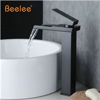Beelee BL0510BH Deck Mounted Waterfall Brass Oil Rubbed Bronze Black Bathroom Vessel Sink Mixer Faucet - Black Mixer Tap