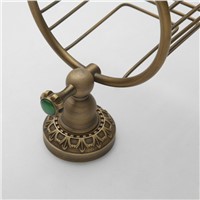 Whole brass Antique bathroom paper basket holder with full green stone brass tissue box hand paper box in bathroom accessories