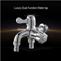 Luxury Bathroom Dual Function Washing Machine Water Tap Brass Bibcock double handle two spout wall mounted toilet bidet faucet