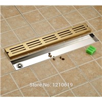Newly Ti-Gold Plate Bathroom Floor Drain 70*10cm Stainless Steel Rectangle Shower Strainer Ground Drain