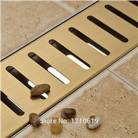 Newly Stainless Steel Bathroom Balcony Floor Drain Ti-Gold Plate 70*10cm Shower Strainer Floor Filler