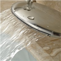 Modern Deck Mount 3 Hole 2 Handle Waterfall Basin Sink Faucet Brushed Nickel Bathroom Mixer Taps