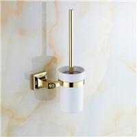 Luxury Golden LOVE Brass toilet brush holder with Ceramic cup/ household products bath brush decoration bathroom accessories