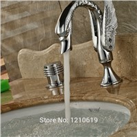 Newly Chrome Finish Luxury Bathroom Sink Faucet Mixer Tap Swan Style Basin Faucet Water Tap Three Holes