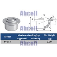 CY-15H-NS Stud Mount Ball transfer unit,15kgs load capacity 5/8&amp;amp;quot; Nylon plastic ball steel shell transfer ball bearing