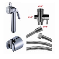 Toilet Bathroom ABS Handheld Diaper Sprayer Shower Set Shattaf Bidet Sprayer Douche kit+7/8 T-adapter+ hose + wall bracket