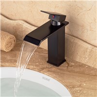 Deck Mount Bathroom Basin Sink Faucet Single Handle Washbasin Mixer Tap Square Waterfall Spout