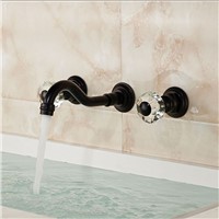 New Arrival Bathroom Mixer Taps Oil Rubbed Bronze Dual Crystal Handle with Two Pipes Wall Mount