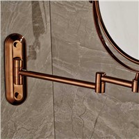 Rose Golden Make Up Magnifying Mirror Bathroom Wall Mounted Extending Double Side Round Folding Shaving Mirror